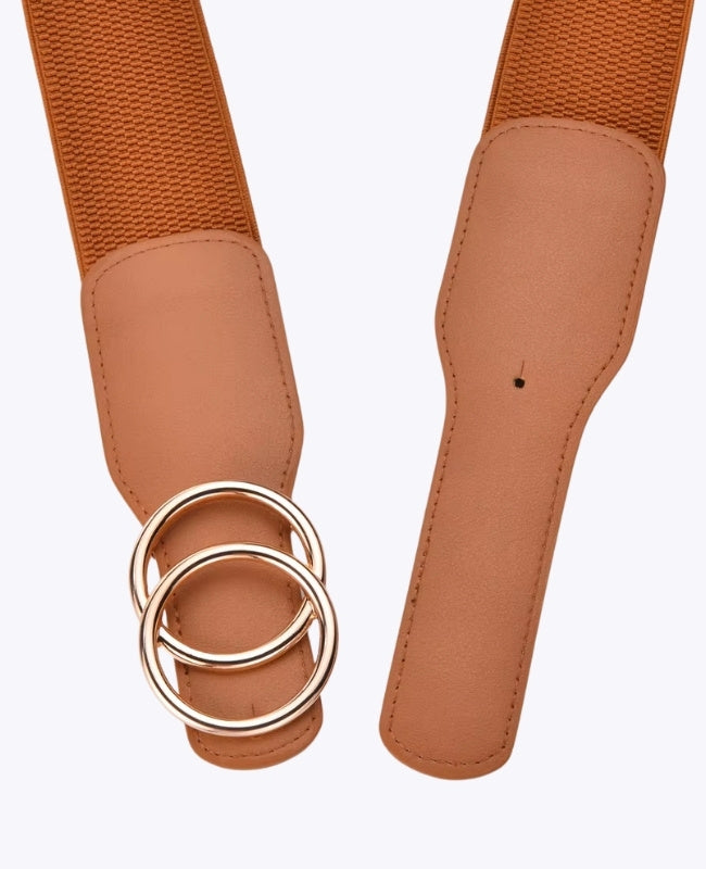 Cintura da Abito Elastica Donna Marrone in Pelle "Madeleine"