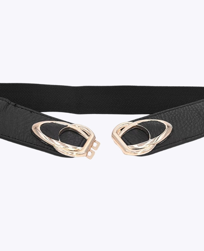 Cintura da Abito Elastica Donna Nero in Pelle "Louise"