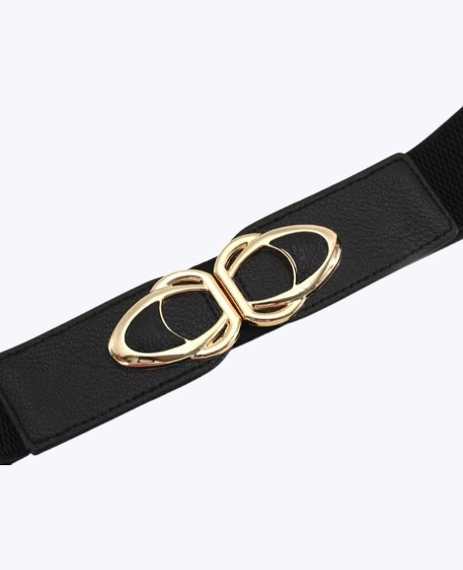 Cintura da Abito Elastica Donna Nero in Pelle "Louise"
