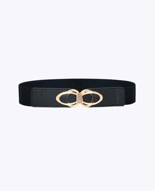 Cintura da Abito Elastica Donna Nero in Pelle "Louise"