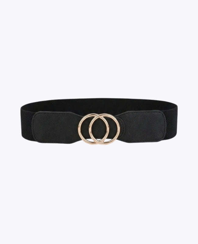 Cintura da Abito Elastica Donna Nera in Pelle "Madeleine"