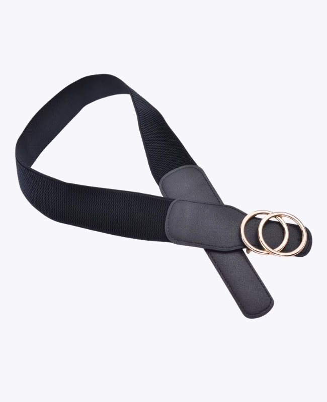 Cintura da Abito Elastica Donna Nera in Pelle "Madeleine"