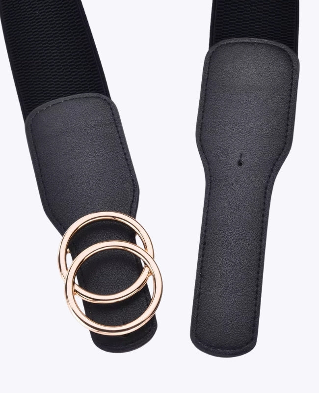 Cintura da Abito Elastica Donna Nera in Pelle "Madeleine"