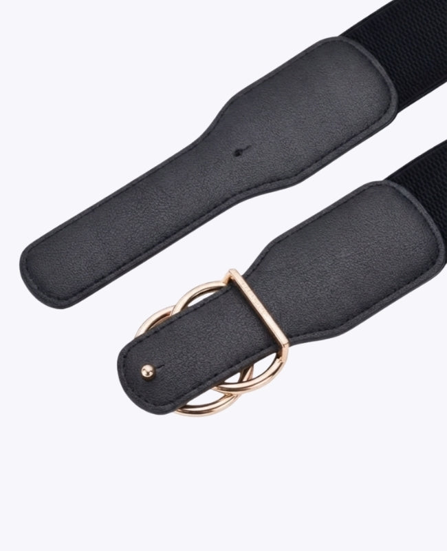 Cintura da Abito Elastica Donna Nera in Pelle "Madeleine"