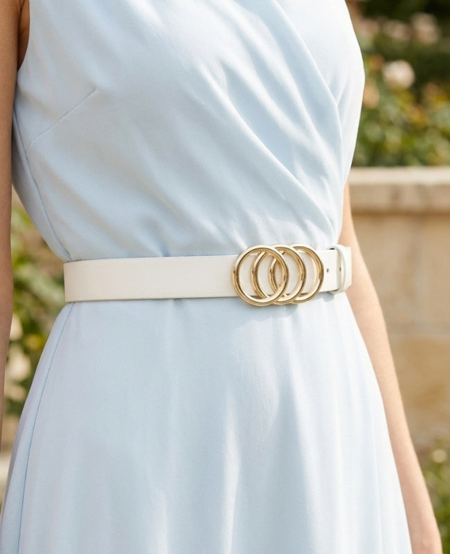 Cintura da Abito Donna Bianco in Pelle "Clémence"