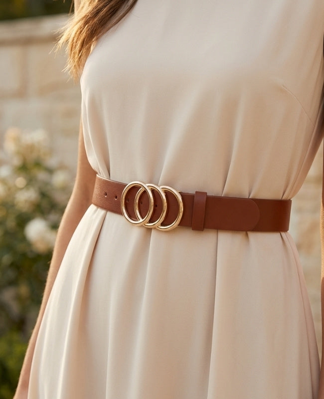 Cintura da Abito Donna Marrone in Pelle "Clémence"