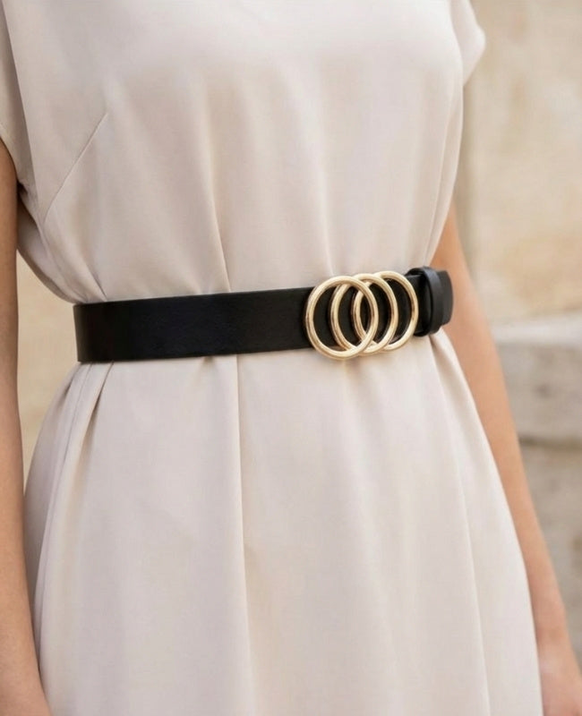 Cintura da Abito Donna Nera in Pelle "Clémence"