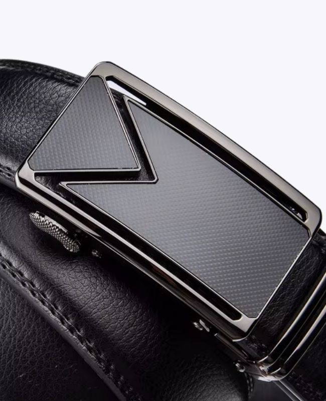 Cintura Uomo Nero in Pelle Senza Buchi "Alphonse"