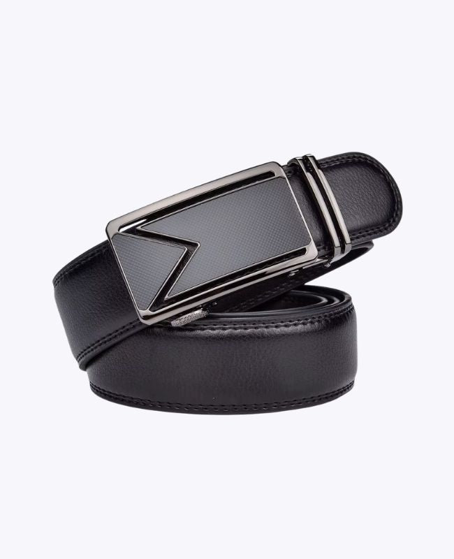 Cintura Uomo Nero in Pelle Senza Buchi "Alphonse"