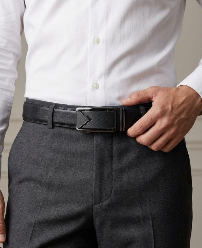 Cintura da Abito Uomo Nero in Pelle Senza Fori "Alphonse"