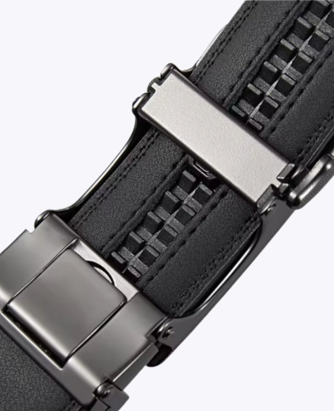 Cintura Uomo Nero in Pelle Senza Buchi "Marceau"