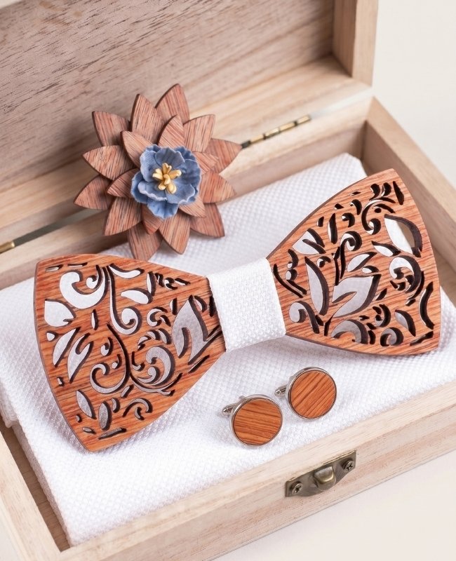 Cofanetto Papillon Bianco Uomo in Legno «Édouard»