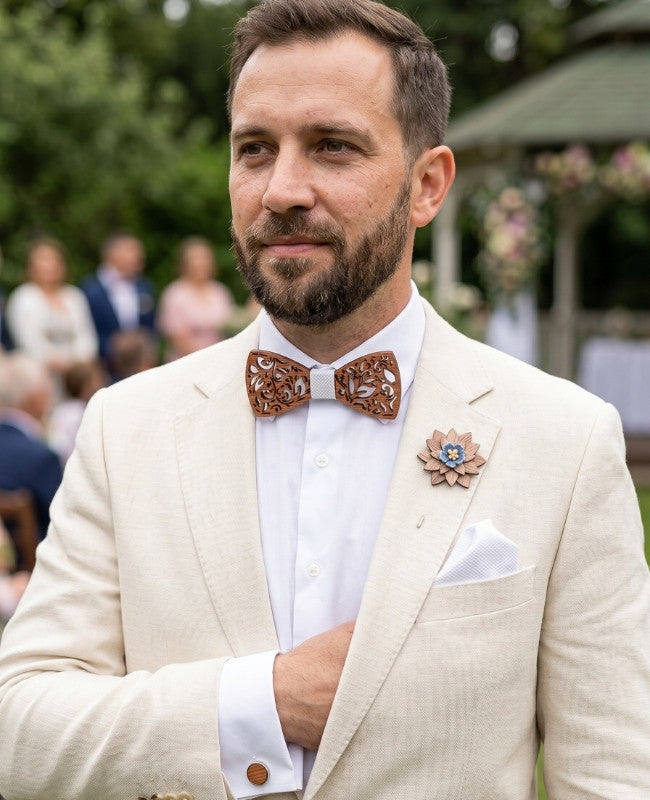 Cofanetto papillon bianco uomo in legno «Édouard»