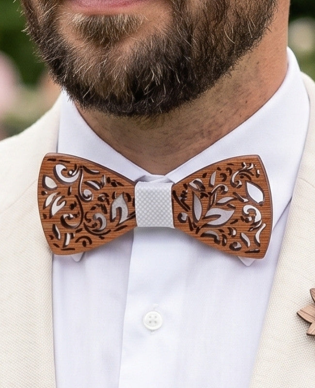 Cofanetto papillon bianco uomo in legno «Édouard»