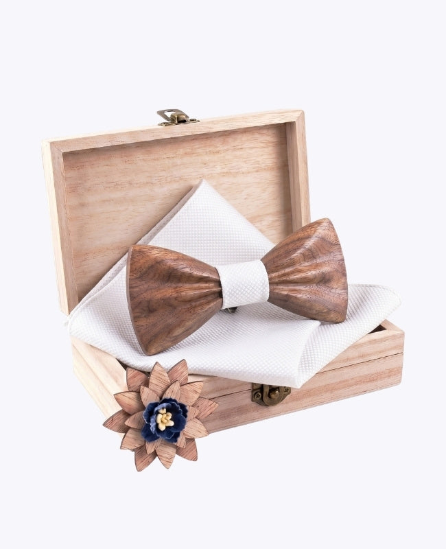 Cofanetto Papillon Bianco Uomo in Legno Scuro «Hippolyte»