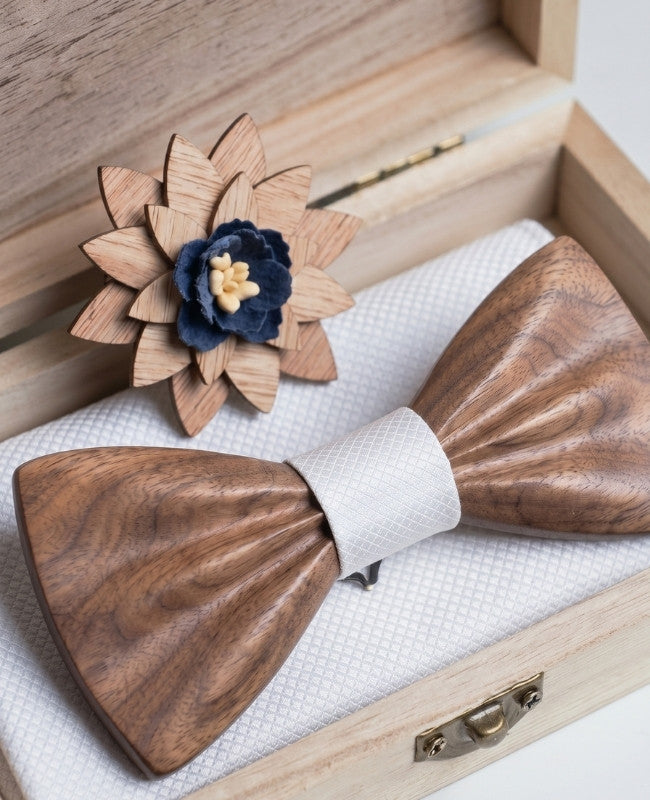 Cofanetto Papillon Bianco Uomo in Legno Scuro «Hippolyte»