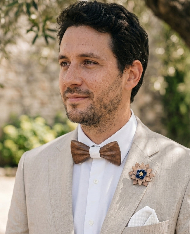 Cofanetto Papillon Bianco Uomo in Legno Scuro «Hippolyte»