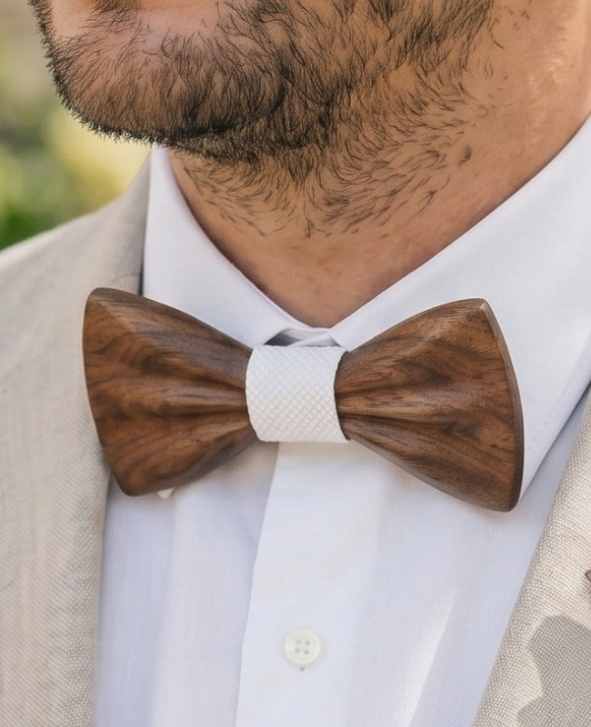 Cofanetto Papillon Bianco Uomo in Legno Scuro «Hippolyte»