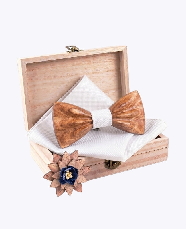 Cofanetto Papillon Bianco Uomo in Legno «Hippolyte»