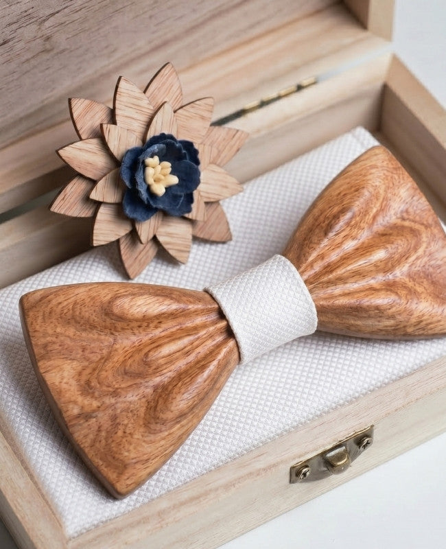 Cofanetto Papillon Bianco Uomo in Legno «Hippolyte»