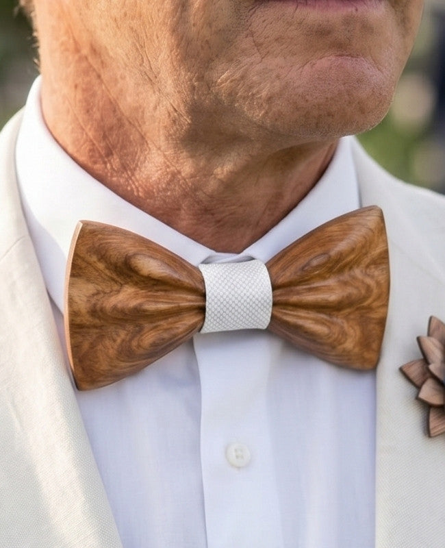 Cofanetto Papillon Bianco Uomo in Legno «Hippolyte»
