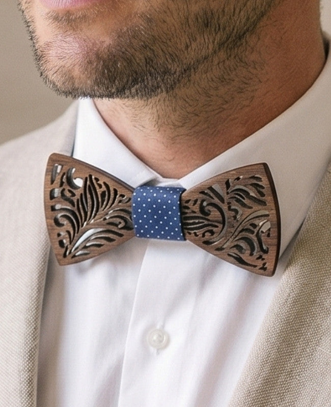 Cofanetto papillon blu uomo in legno «Baptiste»