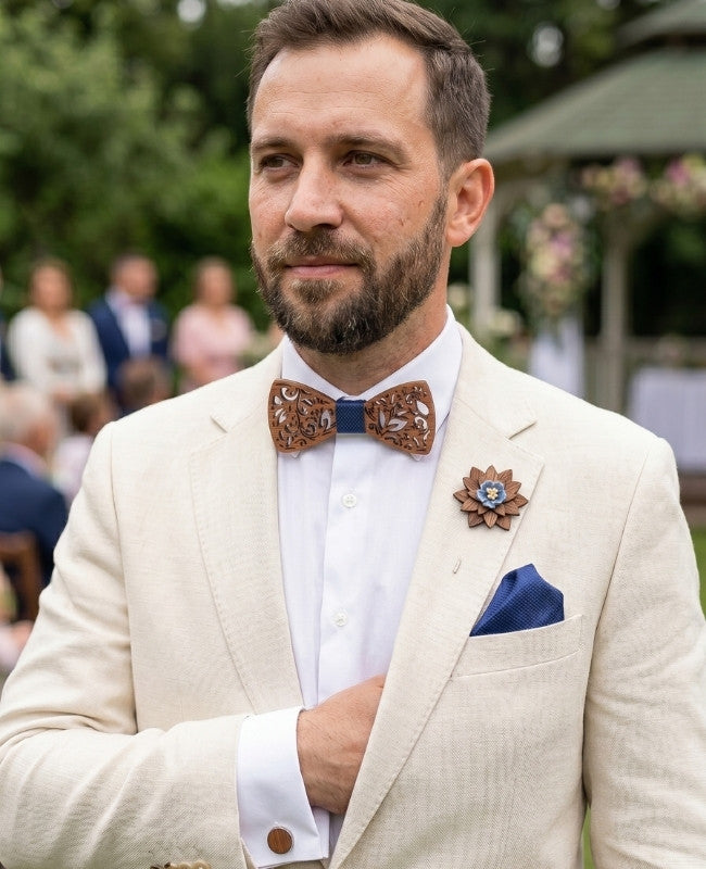 Cofanetto papillon blu uomo in legno «Édouard»
