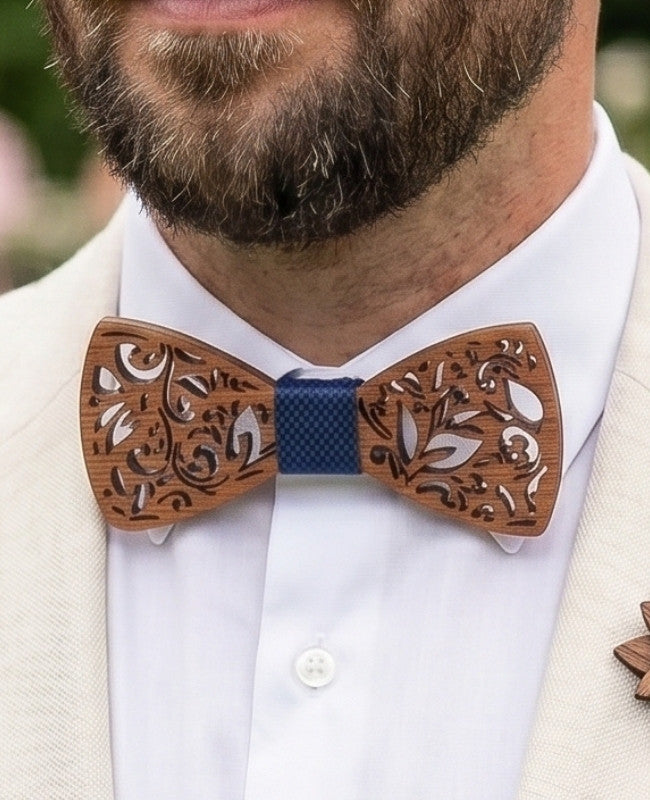 Cofanetto papillon blu uomo in legno «Édouard»