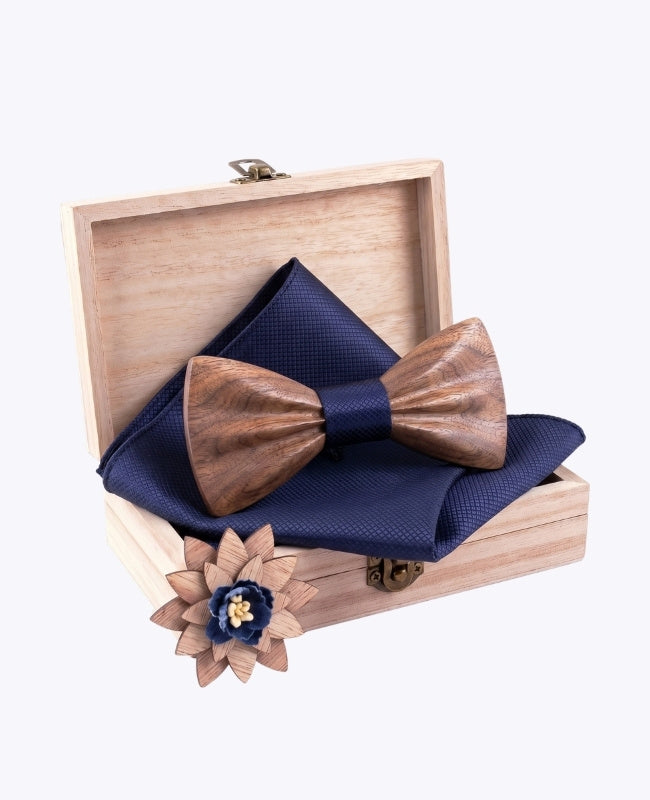 Cofanetto Papillon Blu Uomo in Legno Scuro «Hippolyte»