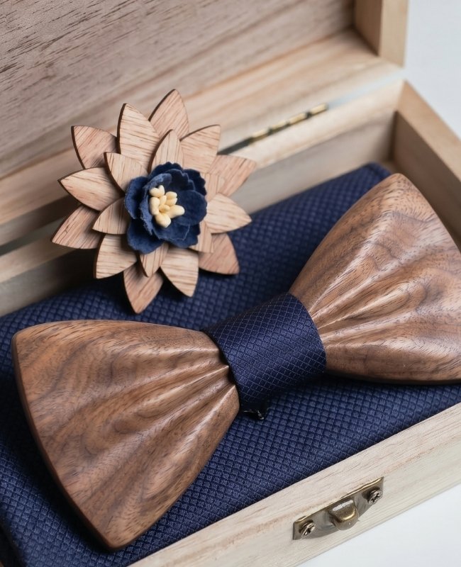 Cofanetto Papillon Blu Uomo in Legno Scuro «Hippolyte»