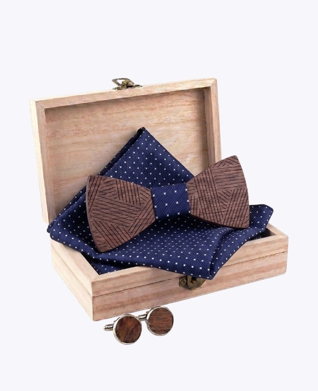 Cofanetto Papillon Blu Uomo in Legno «Léandre»