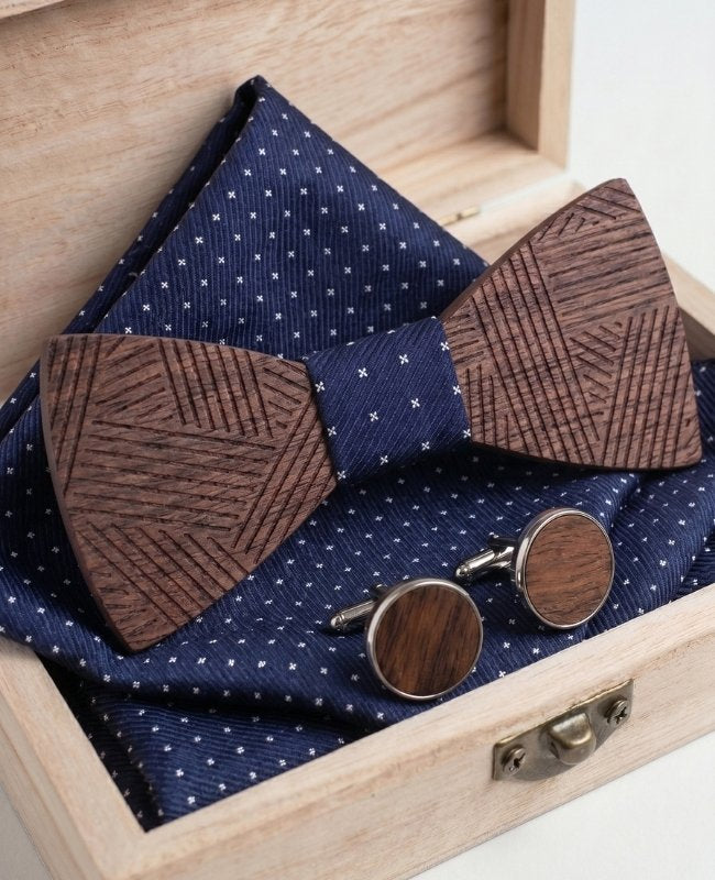 Cofanetto Papillon Blu Uomo in Legno «Léandre»