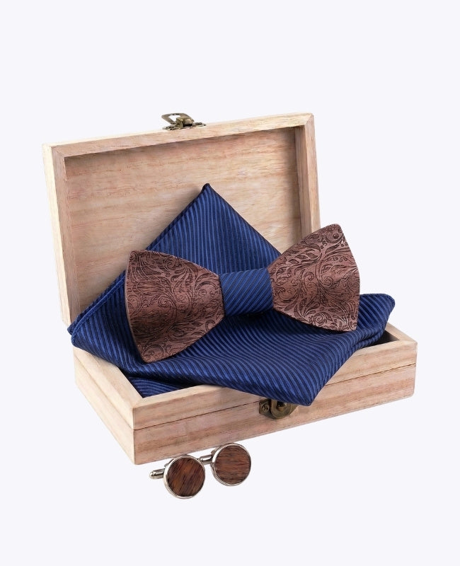 Cofanetto Papillon Blu Uomo in Legno «Virgile»