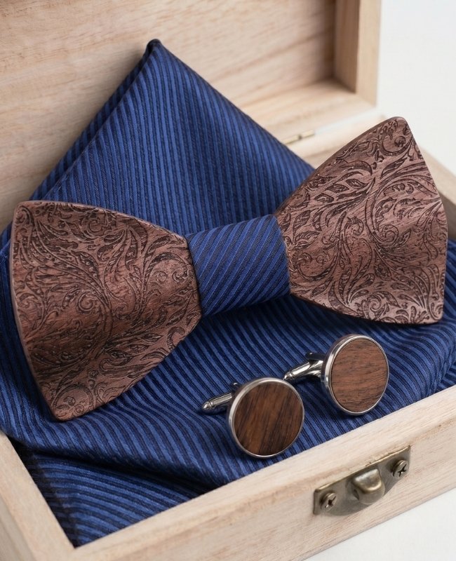 Cofanetto Papillon Blu Uomo in Legno «Virgile»