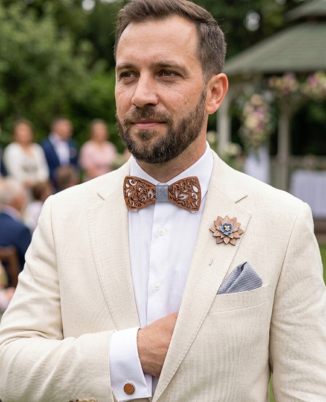 Cofanetto papillon grigio uomo in legno «Édouard»