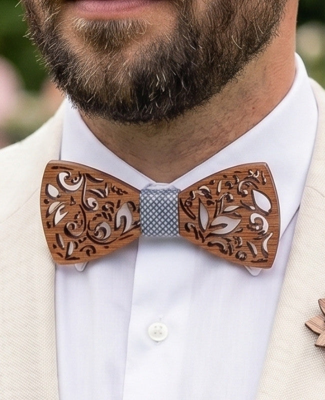 Cofanetto papillon grigio uomo in legno «Édouard»