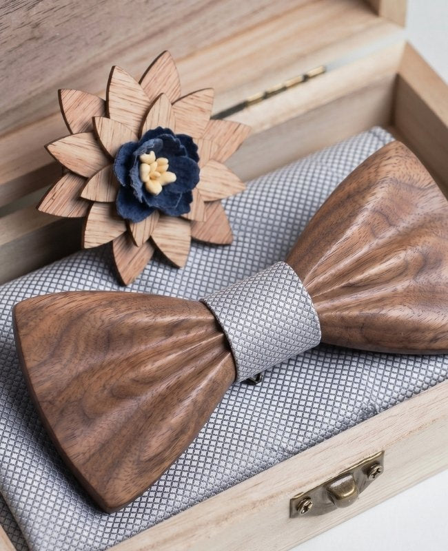 Cofanetto Papillon Grigio Uomo in Legno Scuro «Hippolyte»