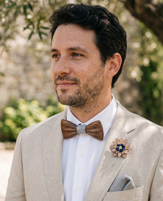 Cofanetto Papillon Grigio Uomo in Legno Scuro «Hippolyte»