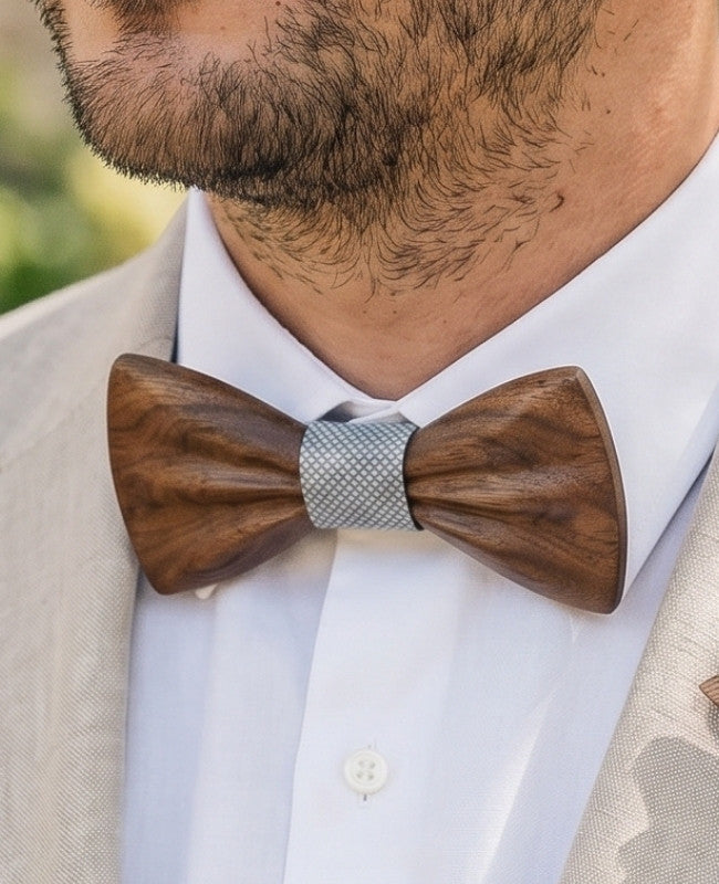 Cofanetto Papillon Grigio Uomo in Legno Scuro «Hippolyte»