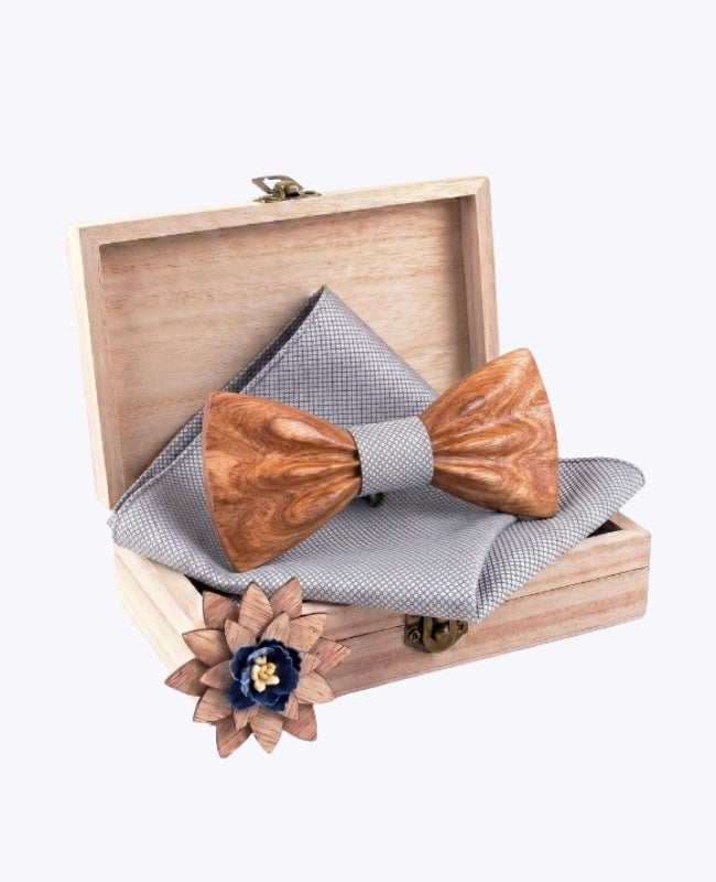Cofanetto Papillon Grigio Uomo in Legno «Hippolyte»