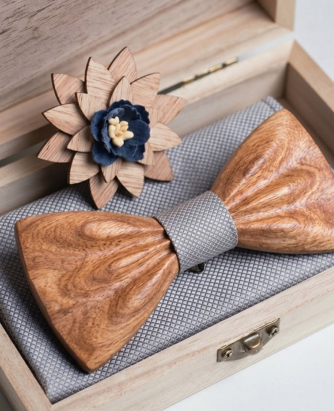Cofanetto Papillon Grigio Uomo in Legno «Hippolyte»