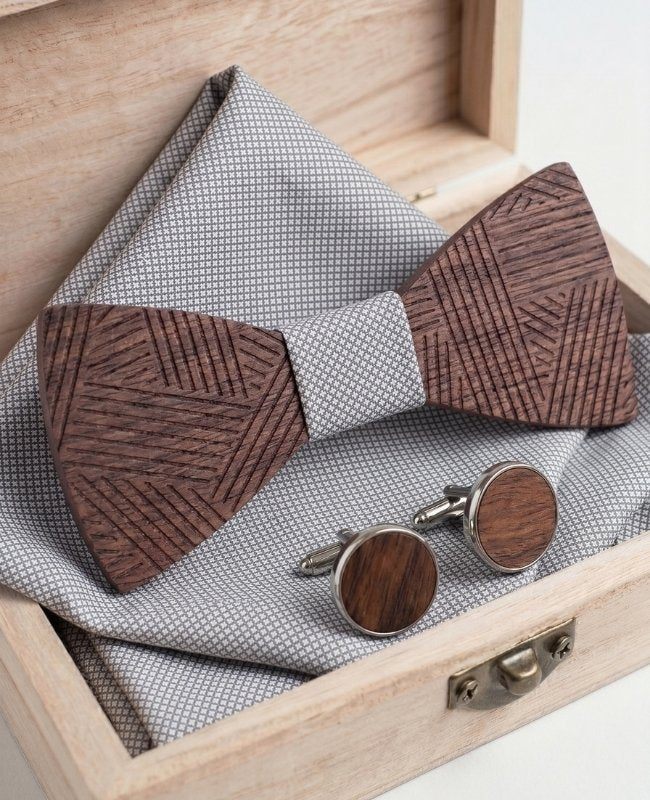 Cofanetto Papillon Grigio Uomo in Legno «Léandre»