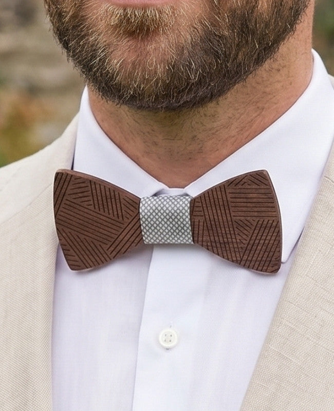 Cofanetto Papillon Grigio Uomo in Legno «Léandre»
