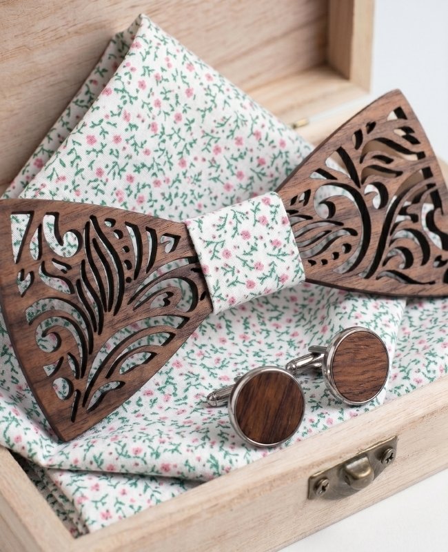 Cofanetto papillon Liberty uomo in legno «Baptiste»