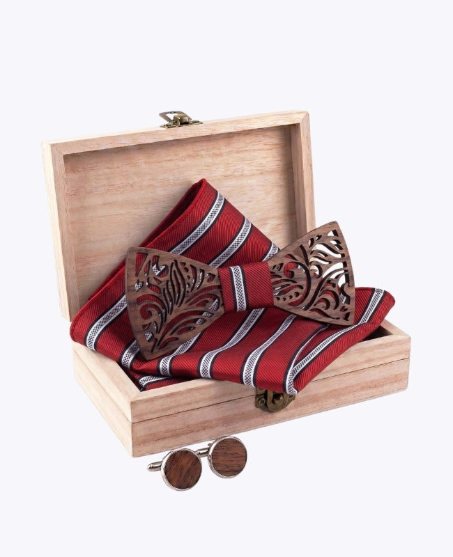 Cofanetto papillon rosso uomo in legno «Baptiste»