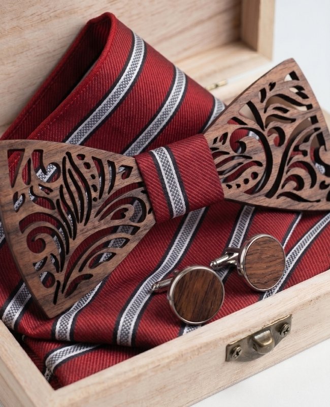 Cofanetto papillon rosso uomo in legno «Baptiste»