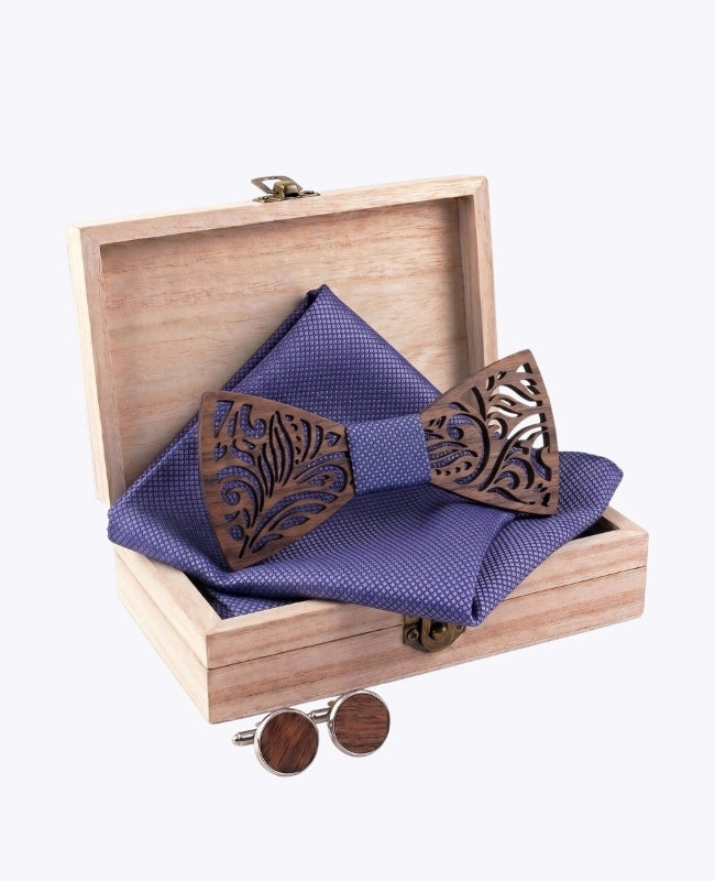 Cofanetto papillon viola uomo in legno «Baptiste»
