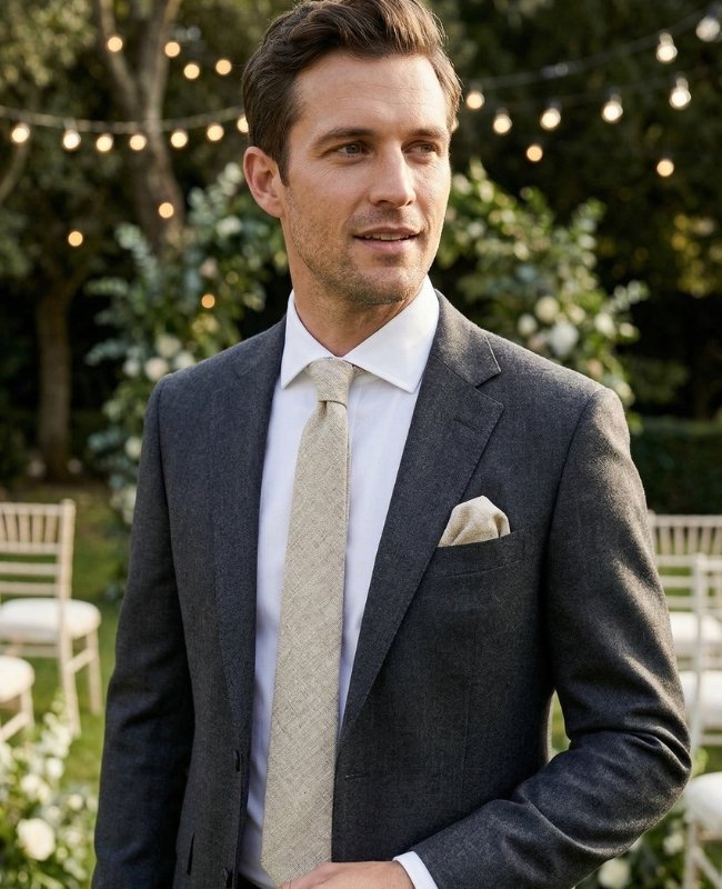 Cravatta Beige Uomo in Cotone «Edgard»