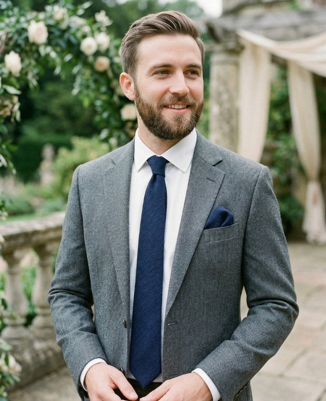 Cravatta Blu n°5 Uomo in Lino «Basile»