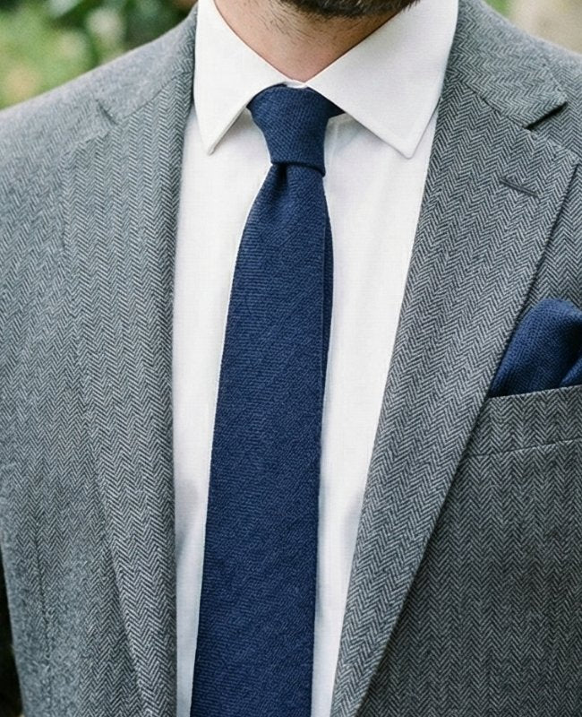 Cravatta Blu n°5 Uomo in Lino «Basile»